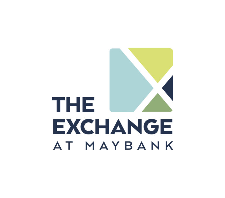 The Exchange at Maybank logo featuring stylized text and a modern design representing the brand's identity.