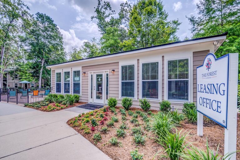 Leasing office at The Forest at Fenwick, featuring modern design and welcoming atmosphere for residents and visitors.